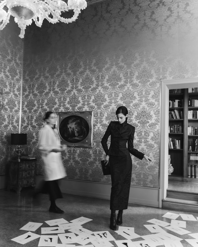 The Isabella Jacket and Chiara Skirt in Floral Jacquard Silk Taffeta