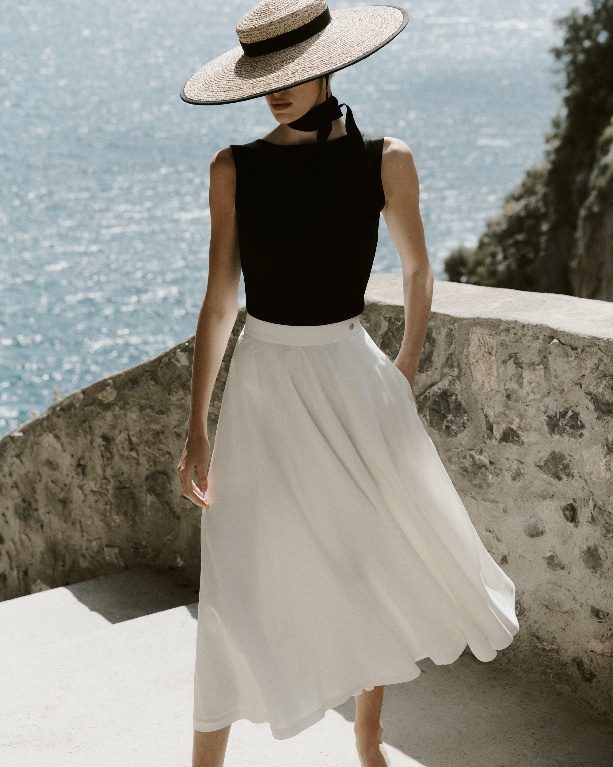 Antonella Skirt with 18ct Stud in Silk Cupro