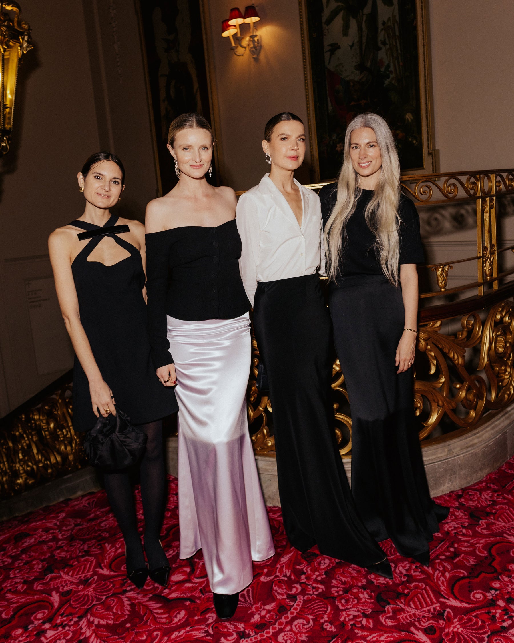 Lydia Zacharis, Candice Lake, Indre Serpytyte-Roberts and Sarah Harris attended the Royal Opera House wearing Gallello Atelier.