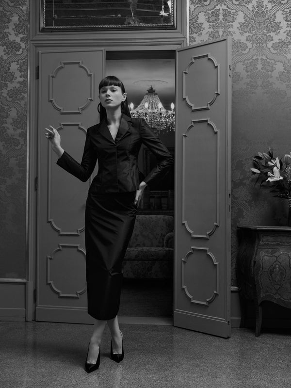 Isabella JacketChiara SkirtGina MiniskirtShown in Silk Taffeta