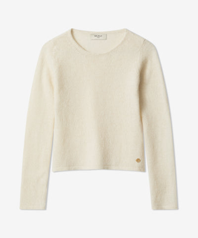 Celestina Crewneck in Ivory Baby Alpaca and Silk