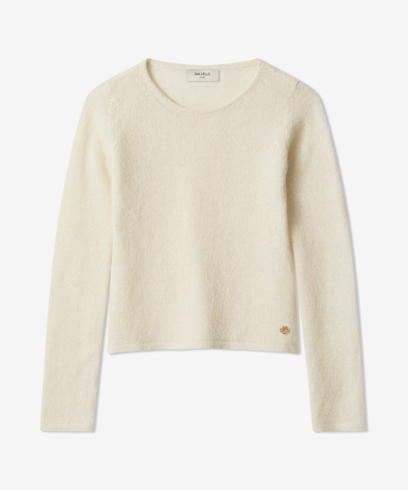 Celestina Crewneck in Ivory Baby Alpaca and Silk