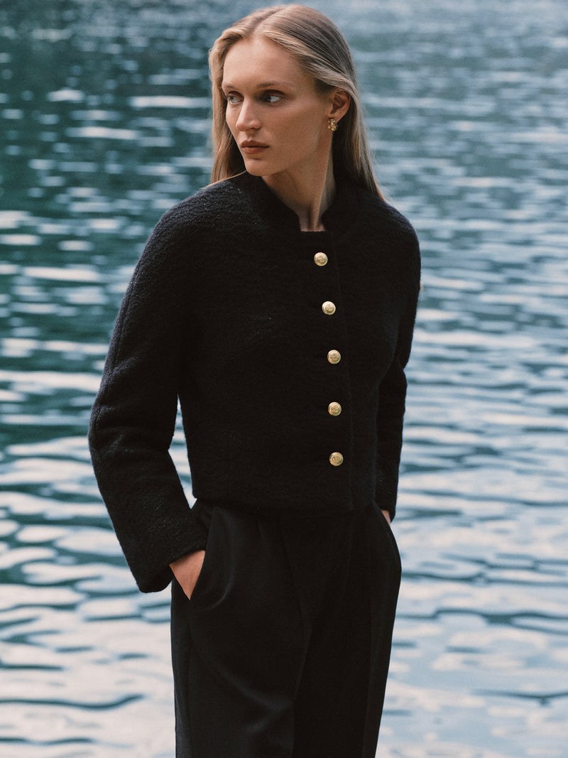 The Elena Jacket in Virgin Wool Boucle.