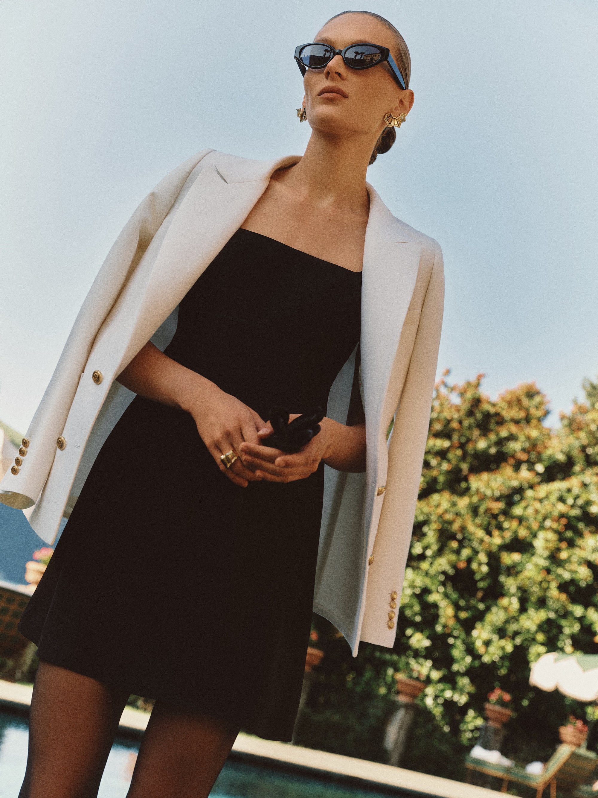Elisa Dress with Scarf in Silk Cady - Gallello Atelier Elisa Dress with Scarf in Silk Cady - Gallello Atelier