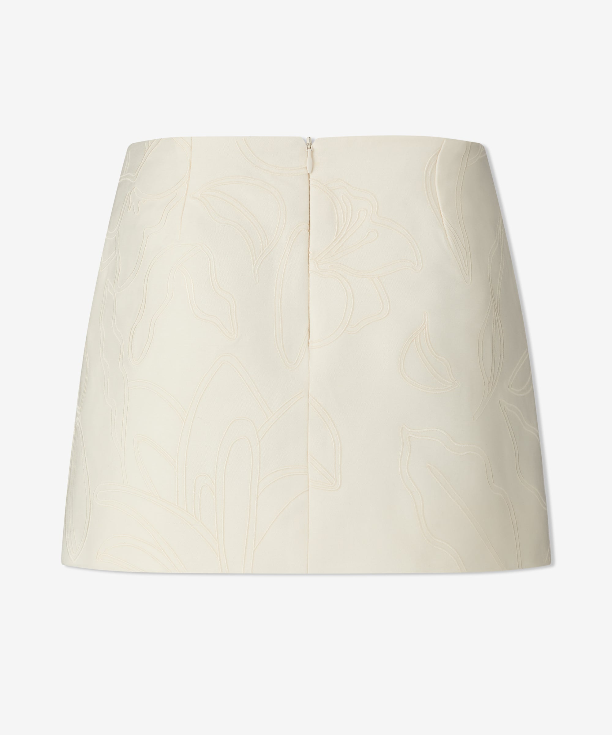 Francesca Microskirt with Lily Embroidery in Cotton, Silk and Cashmere