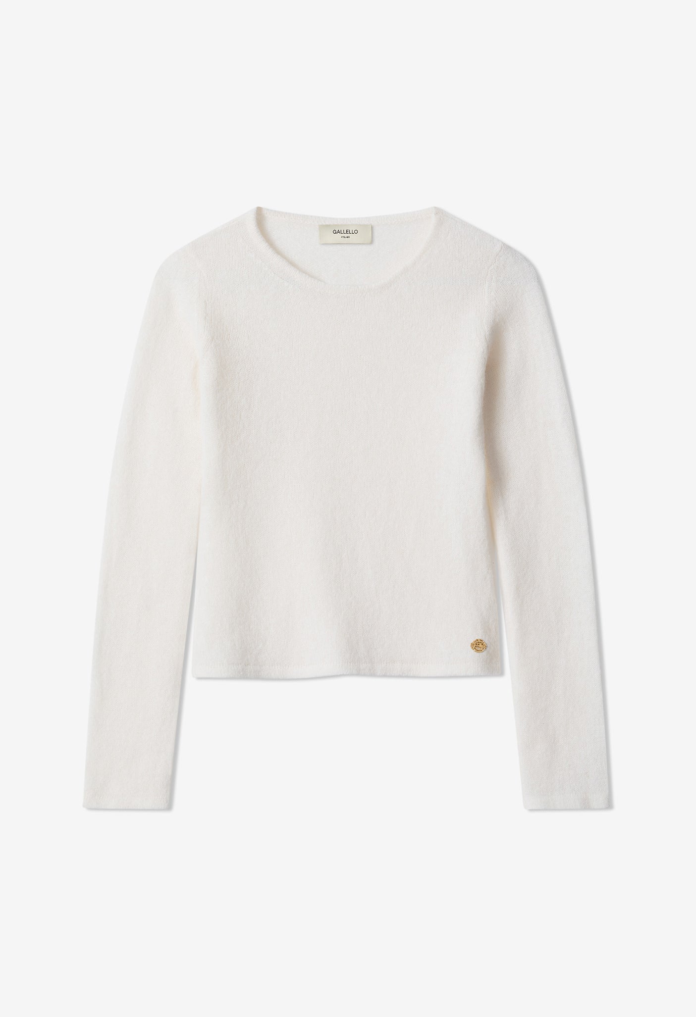 Celestina Crewneck in White Baby Alpaca and Silk