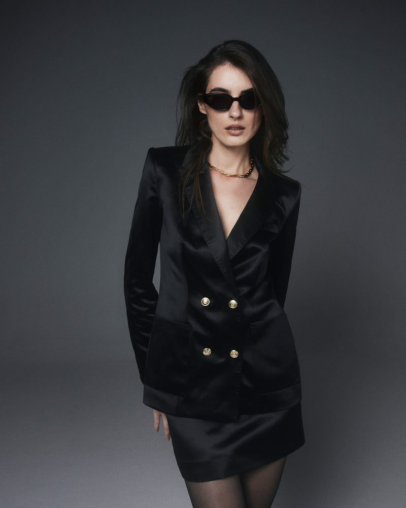 The Anna Jacket in Cotton Silk Satin.