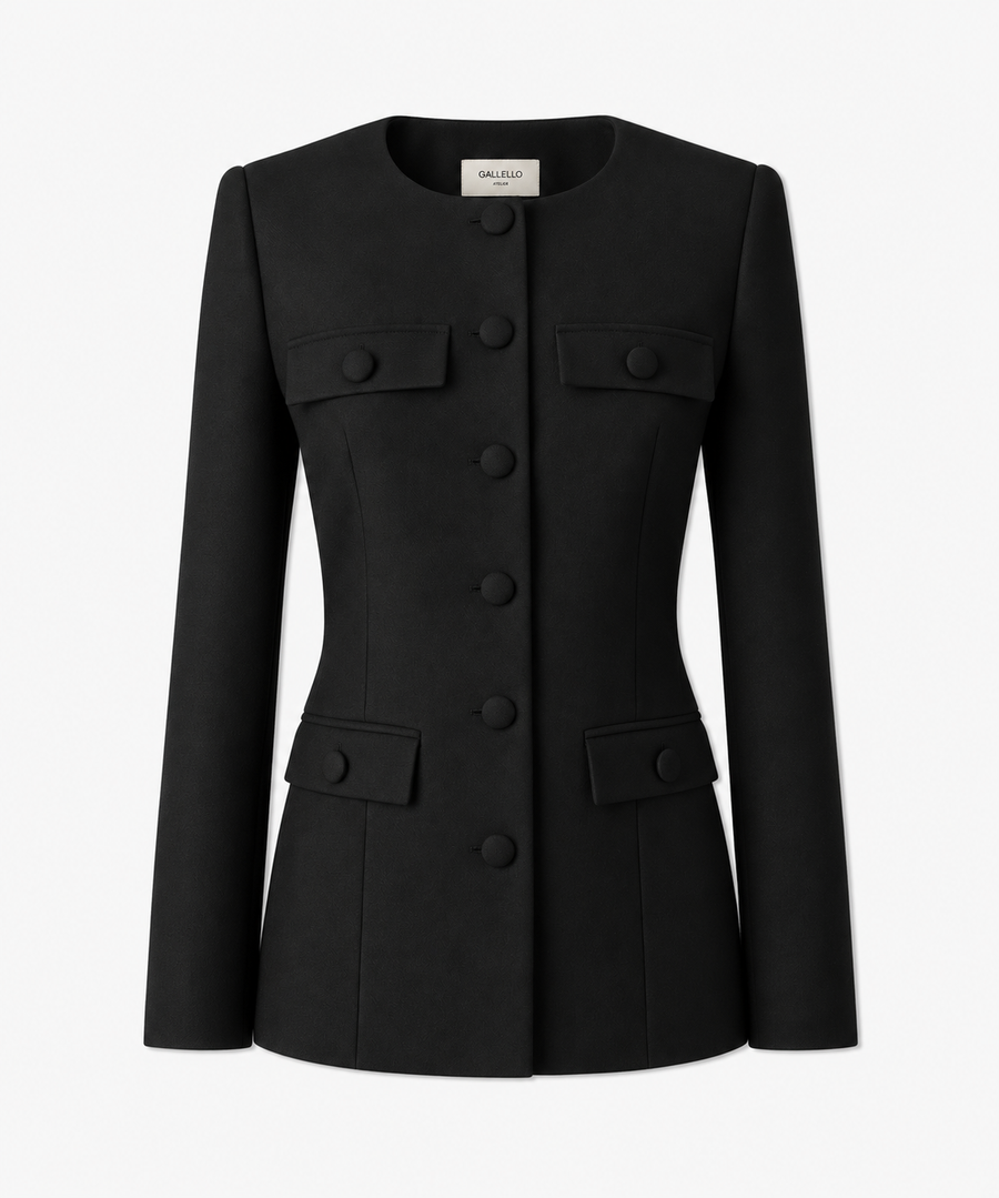 House Signature Couture Jacket in Virgin Wool Silk