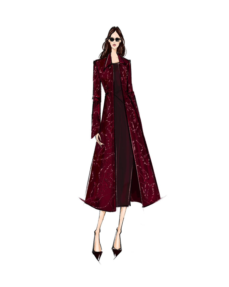 Bespoke Silk Satin Coat with Embroidery