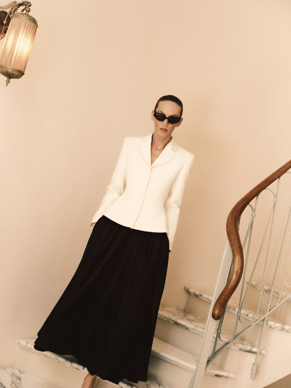 Isabella Jacket in Wool and Silk Crepe& Antonella Skirt in Virgin Wool and Mohair