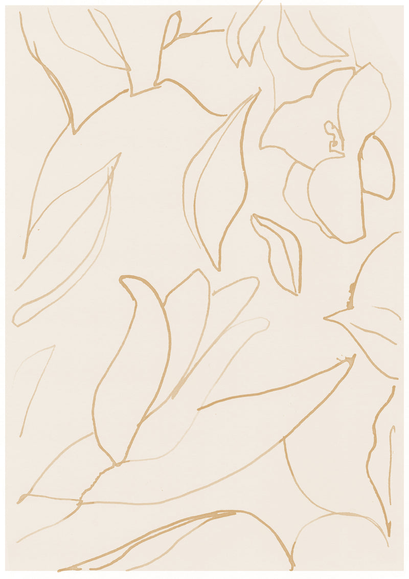 Illustration of white lily pattern, favourite flower of Nonna Elena commissioned by the Atelier from artist Sarah Hankinson.
